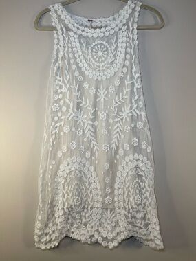 Free People White Lace Sleeveless Mini Dress